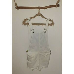Anthropologie Jump the Gun By Devan Overall Shorts White Small‎ Adjustable Strap